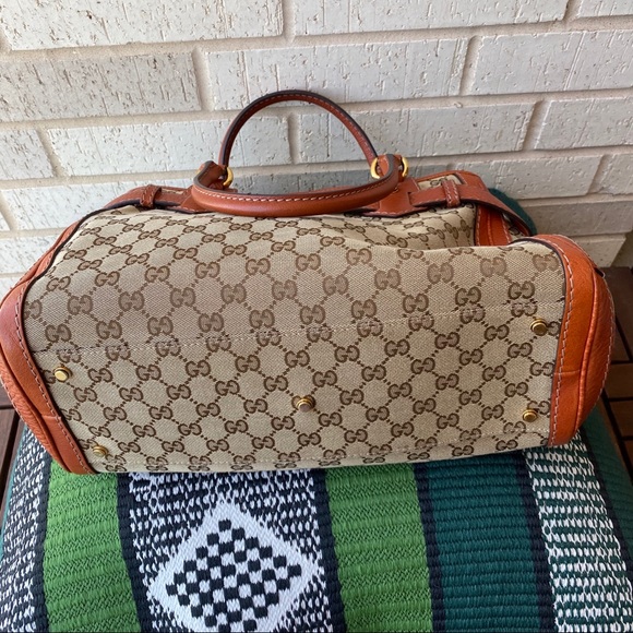 Gucci Orange GG Canvas Running Tote Bag Purse Med - Picture 10 of 16